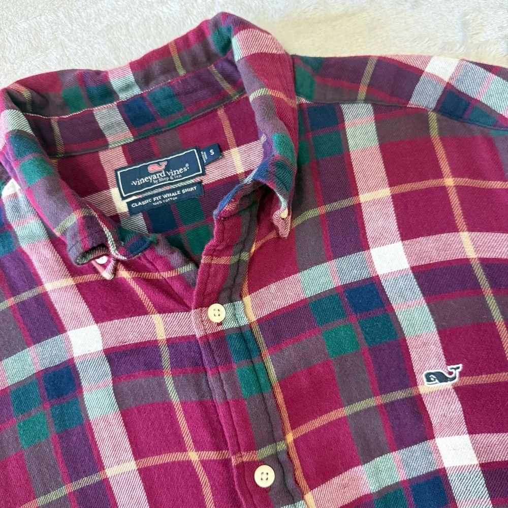 Vineyard Vines Classic Fit Whale Shirt Men's Size‎ S Plaid Button Down Cotton